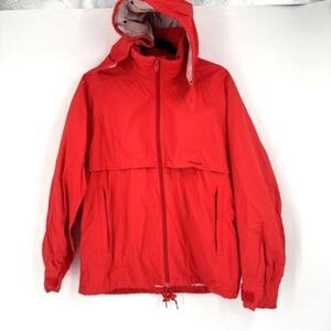Vintage Helly Hansen Men’s Red Windbreaker Jacket Full Zip Small Hood Helly-Tech